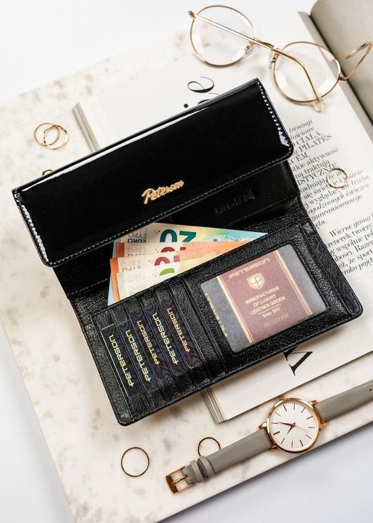 Portfel, czarny, skórzany, Peterson