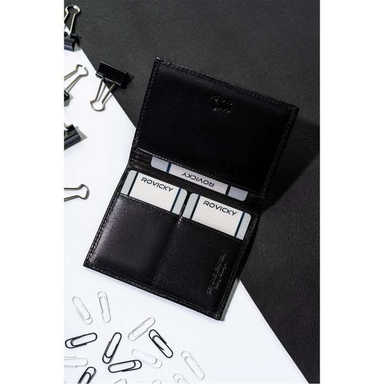 Portfel, czarny, skórzany, Rovicky
