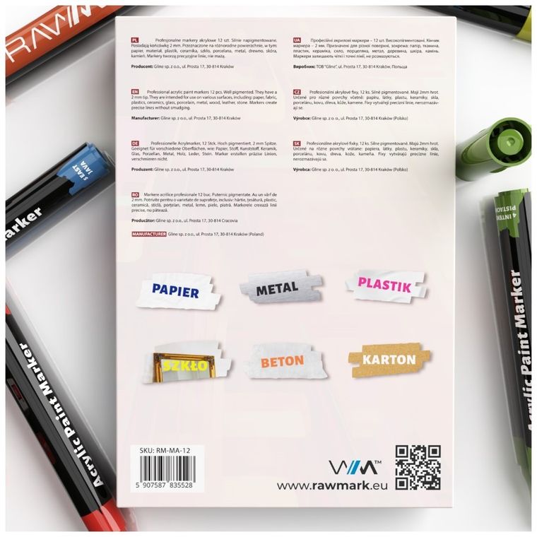 Rawmark, markery akrylowe, 12 szt.