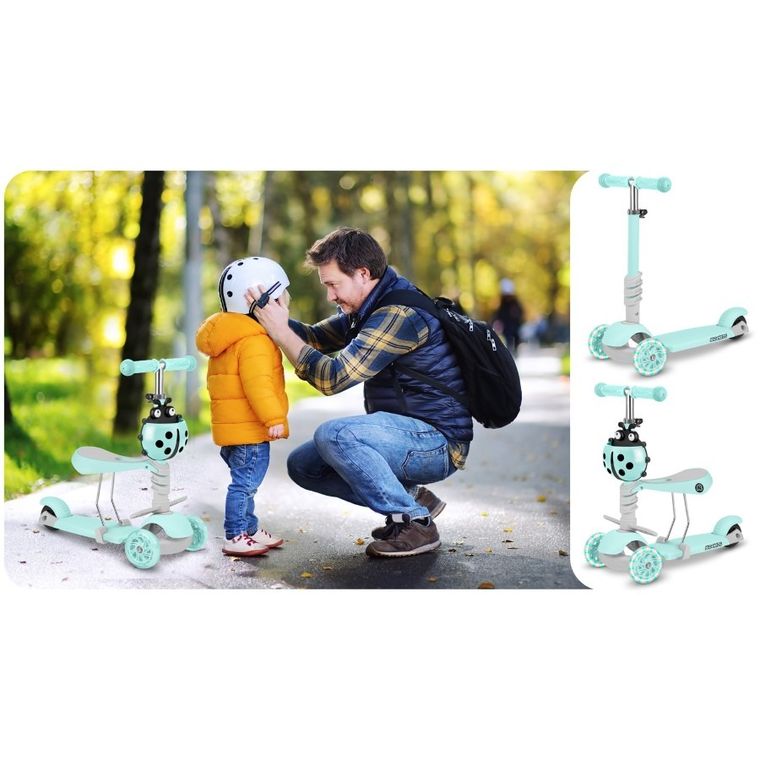 Ricokids, Buggy, hulajnoga 3-kołowa, miętowa