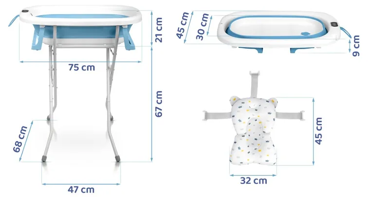 Ricokids, RK-287, wanienka składana ze stelażem, termometrem i wkładką, biało-niebieska