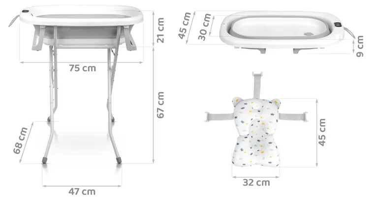 Ricokids, RK-287, wanienka składana ze stelażem, termometrem i wkładką, biało-szara