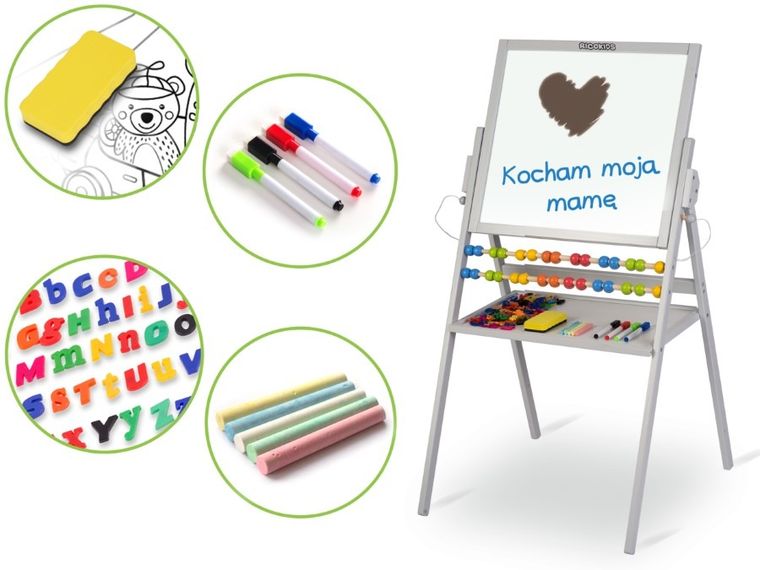 Ricokids, tablica magnetyczna, drewniana, 101-57-55 cm, szara