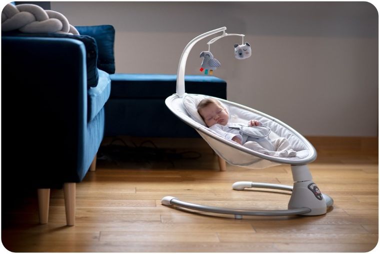 Ricokids, wielofunkcyjny leżaczek bujaczek, biało-szary