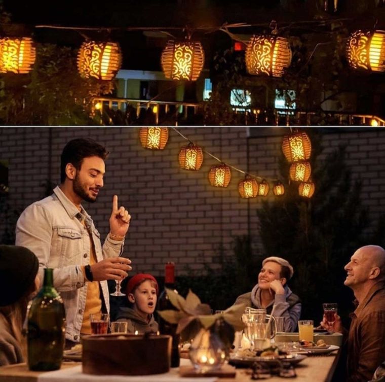 Saska Garden, lampa solarna kule ogniowe, 7 cm, 5 szt.