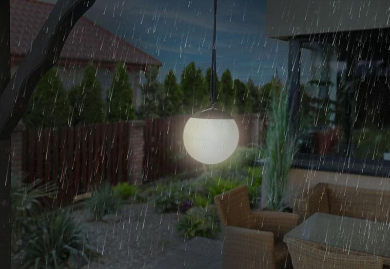 Saska Garden, lampa solarna plastikowa, kula wisząca, 20 cm