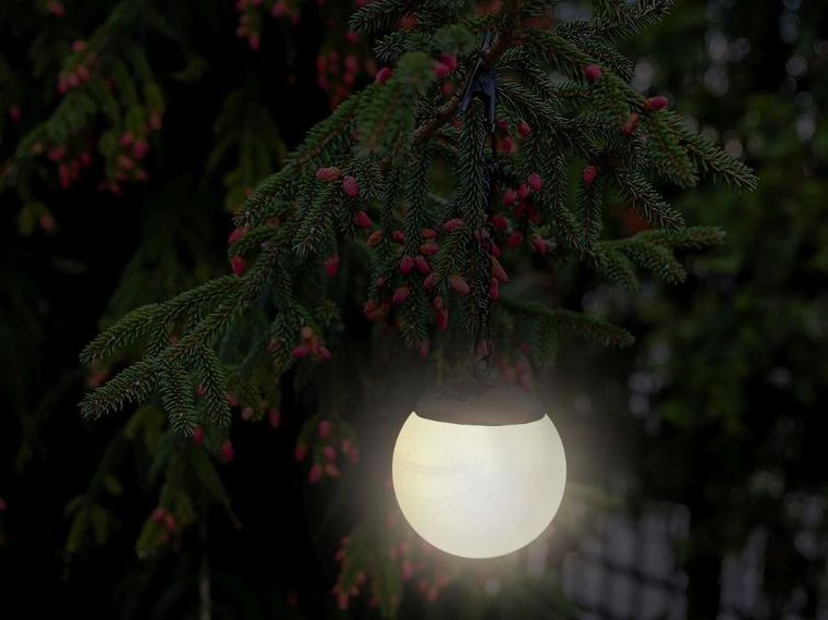 Saska Garden, lampa solarna plastikowa, kula wisząca na klips, 10-30 cm