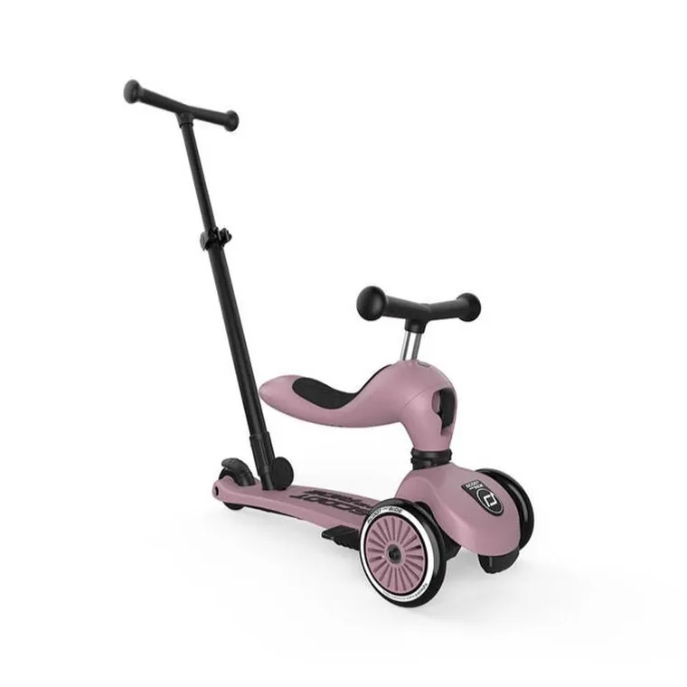 Scoot & Ride, Highwaykick 1, Push and Go, jeździk i hulajnoga z rączką do prowadzenia 2w1, Wildberry