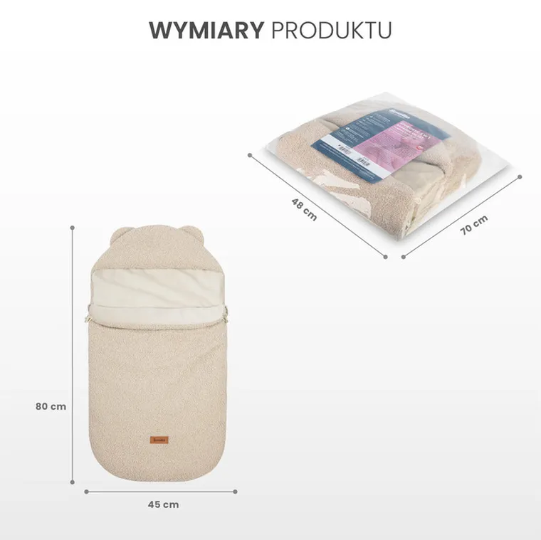 Sensillo, śpiworek 3w1, baranek, ciemny beż