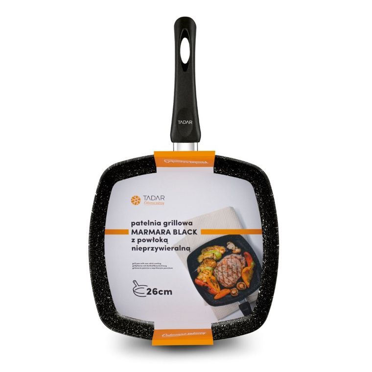 Tadar, Marmara, patelnia grillowa, czarna, 26 cm