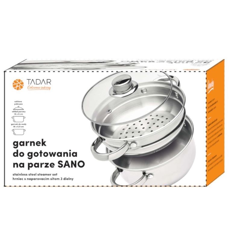 Tadar, Sano, garnek do gotowania na parze, 3 elementy, 2l