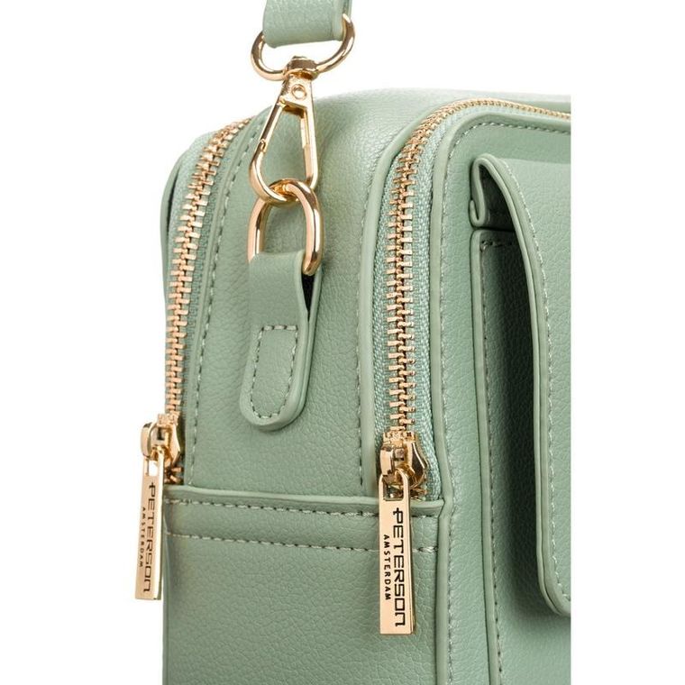 Torebka listonoszka, zielona, skóra ekologiczna, Peterson