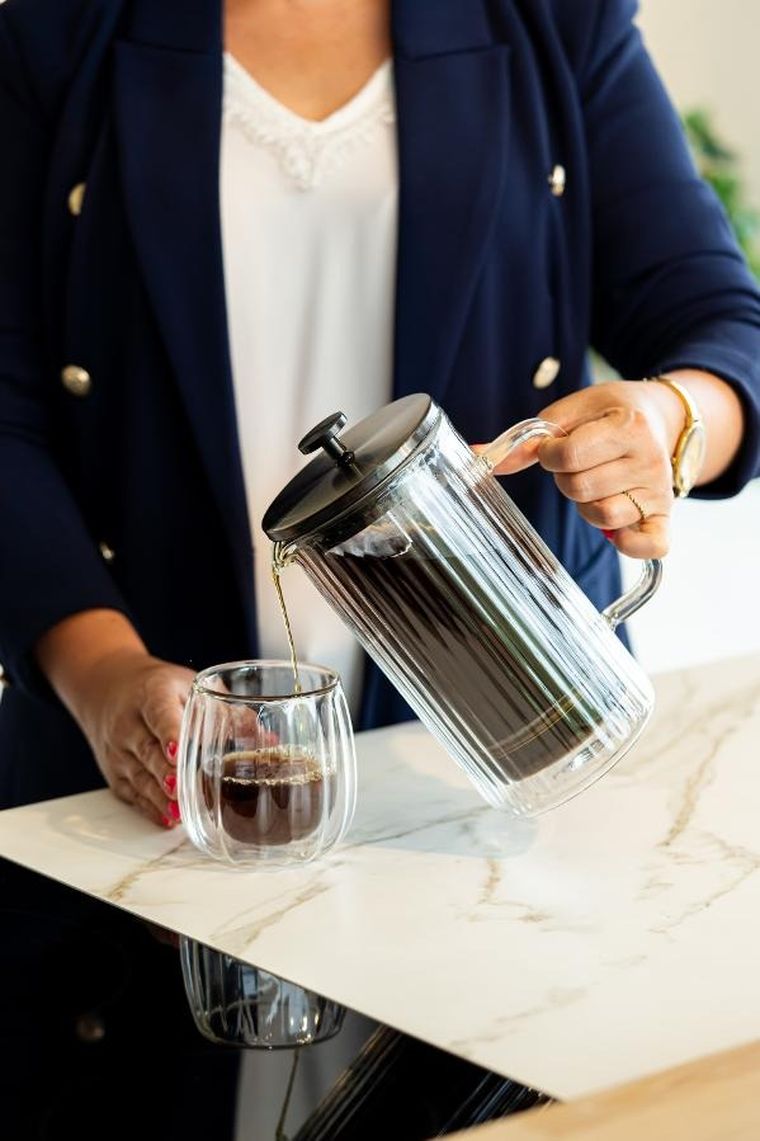 Vialli Design, zaparzacz do kawy i herbaty z podwójną ścianką, 1000 ml, Tulip grafitowy mat