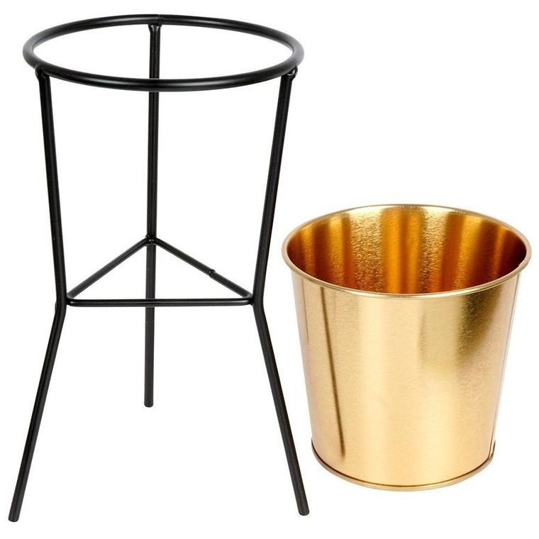 Vilde, osłonka doniczka, na stojaku, metalowa, złota, 20 cm