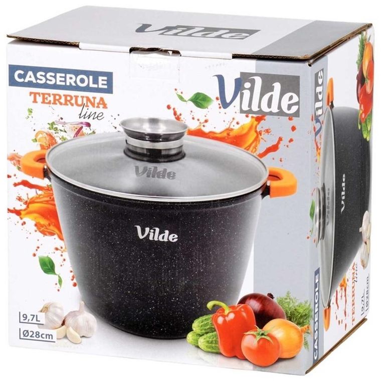 Vilde, Terruna Aroma, garnek ze szklaną pokrywką, granitowy, 28 cm, 9,7l