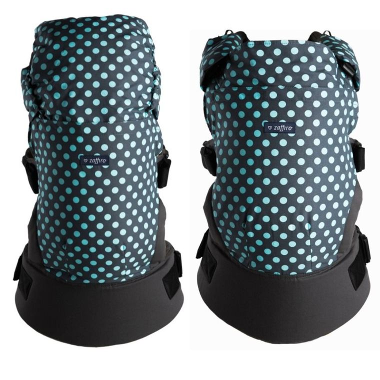 Zaffiro, Care, nosidełko dla niemowląt, szaro-turkusowe groszki