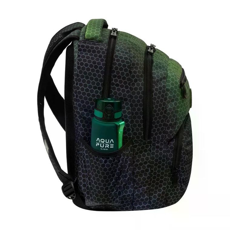 Abag, plecak szkolny, 3-komorowy, hexagon green ombre