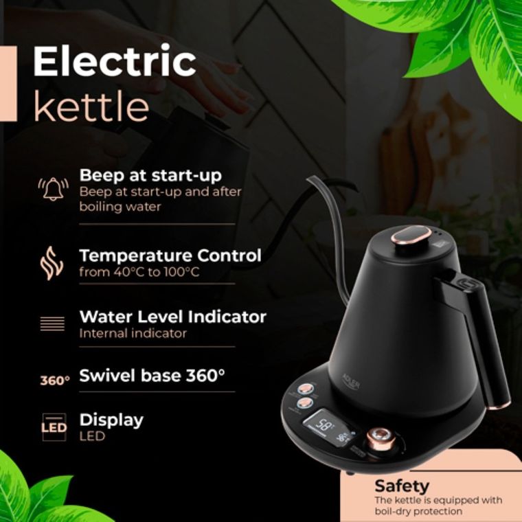 Adler, czajnik elektryczny z długą wylewką, 1,0l