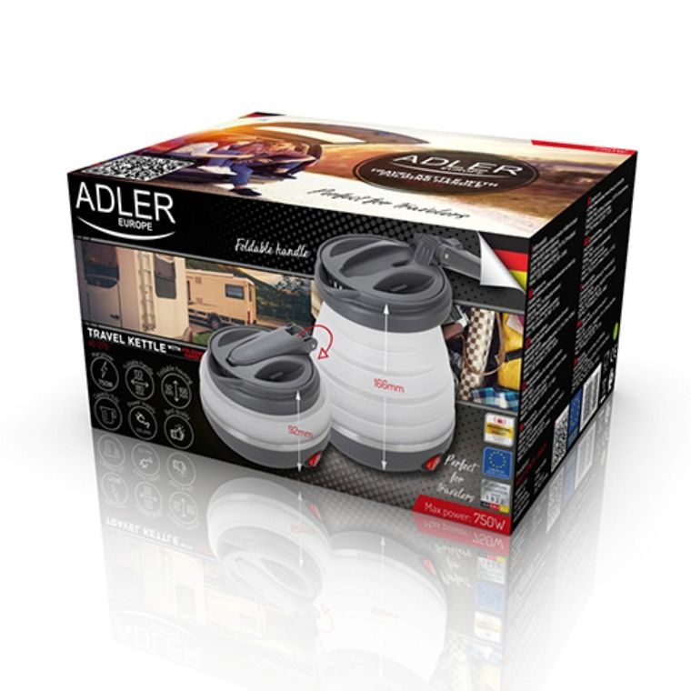 Adler, czajnik turystyczny, silikonowy, 0,6 l