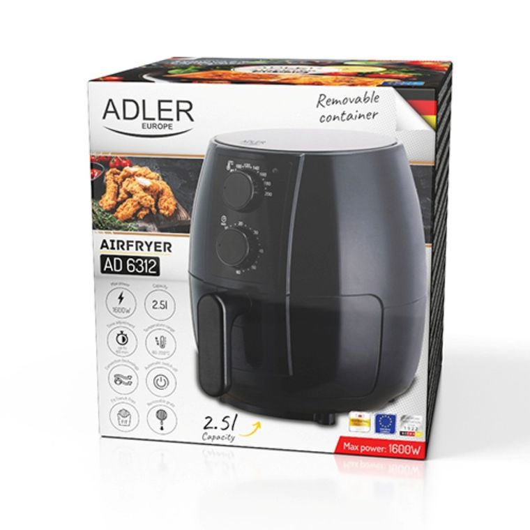 Adler, frytkownica beztłuszczowa, air fryer, 2,5l