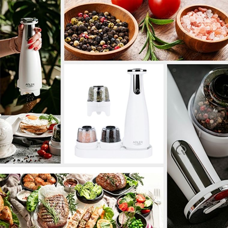 Adler, młynek elektryczny do przypraw, soli i pieprzu, 3w1, AD 4449w