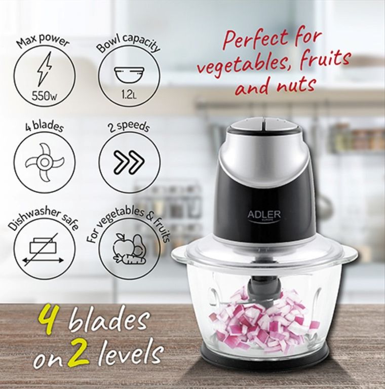 Adler, rozdrabniacz ze szklaną misą, AD 4082