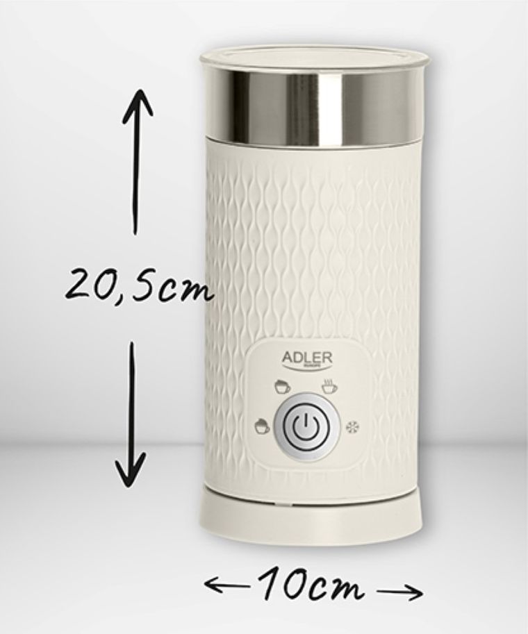 Adler, spieniacz do mleka 2w1, spienianie i podgrzewanie (latte i cappucino), AD 4495, kremowy