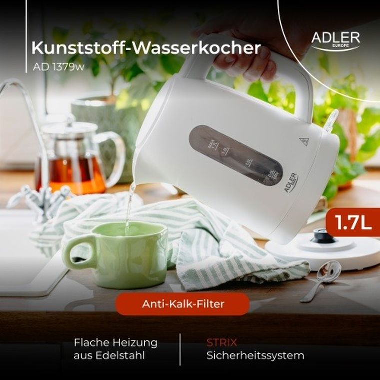 Adler, Strix, czajnik elektryczny, biały, 1,7l