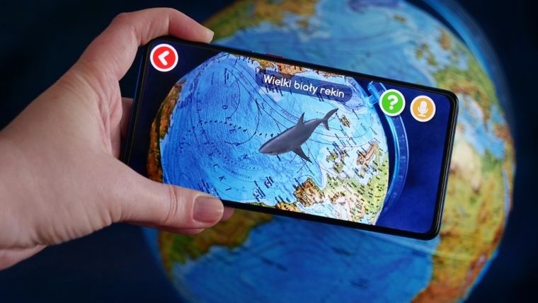 Alaysky, globus o średnicy 25 cm z mapą fizyczną, polityczną i aplikacją