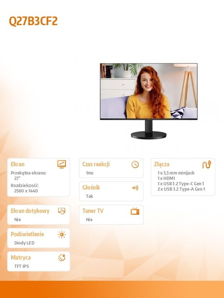 Aoc, monitor, 27 cali, Q27B3CF2