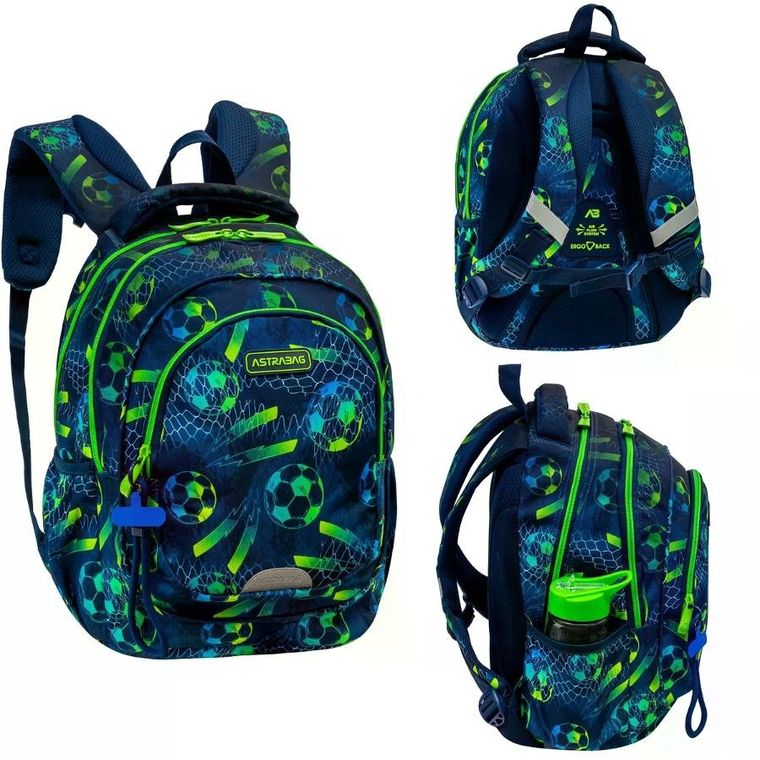 Astrabag, plecak szkolny, 3-komorowy, Football
