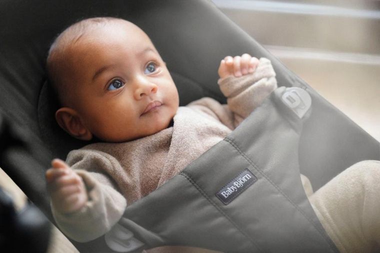 BabyBjörn, Balance Soft Woven, leżaczek + Googly Eyes, zabawka do leżaczka, ciemny szary