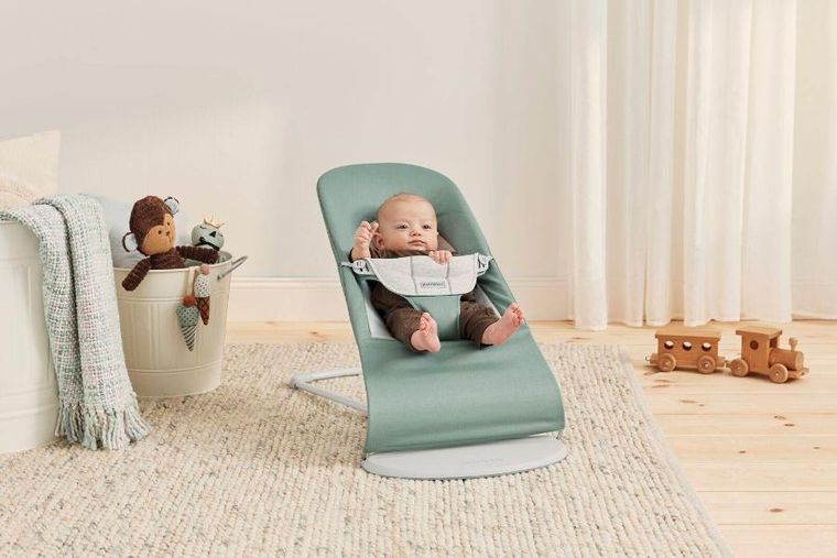 BabyBjörn, Balance Soft Woven/Jersey, leżaczek, jasnoszałwiowy-szary