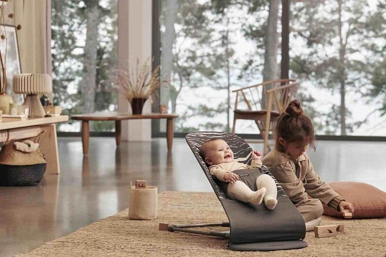 BabyBjörn, Bliss Cotton, leżaczek, antracyt, landscape