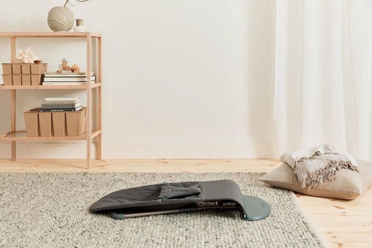 BabyBjörn, Bliss Woven, leżaczek + Googly Eyes, zabawka do leżaczka, antracytowy