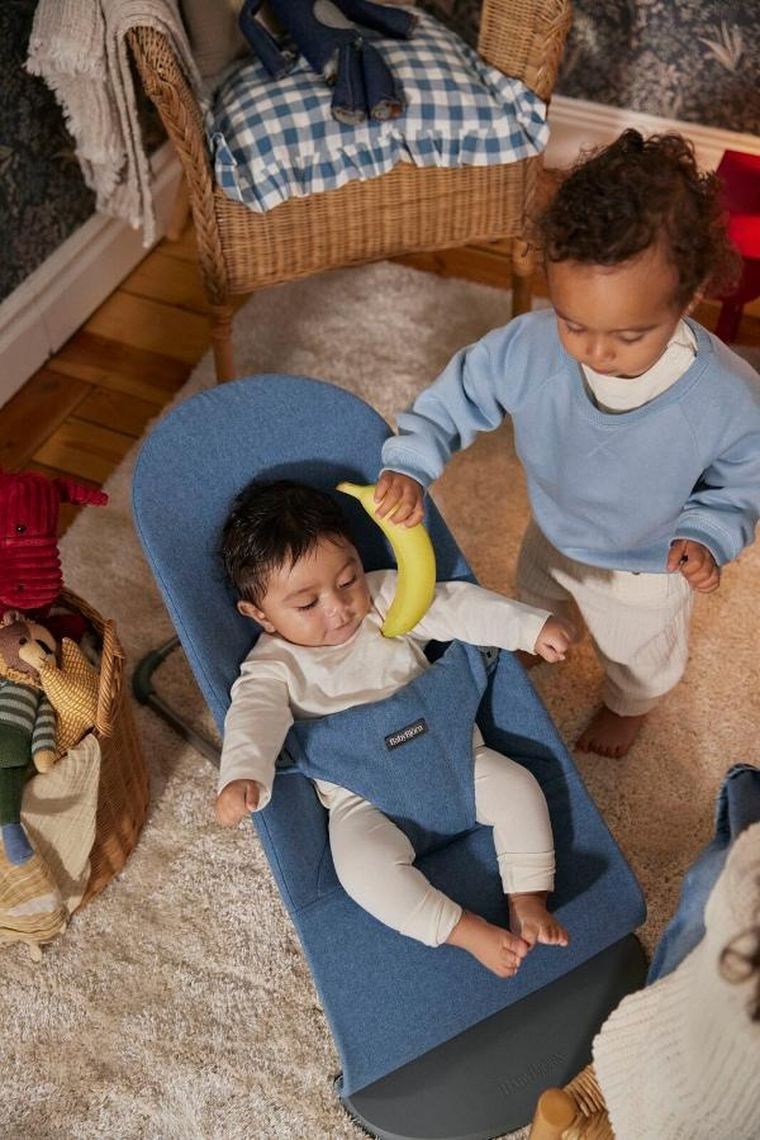 BabyBjörn, Bliss Woven, leżaczek bujaczek, melanżowy niebieski