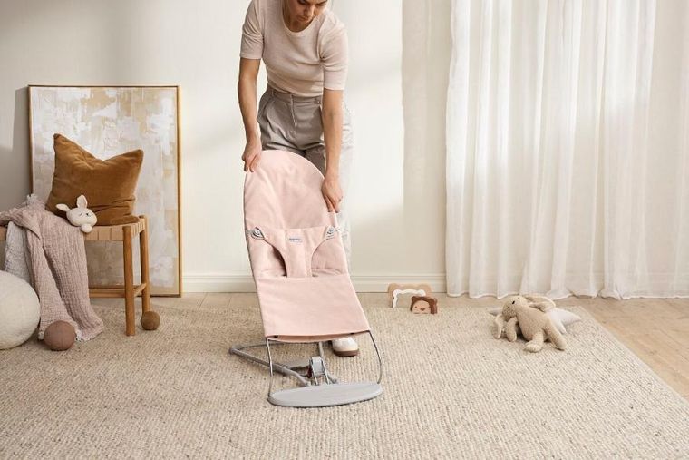 BabyBjörn, Bliss Woven, leżaczek, jasny róż, melanż