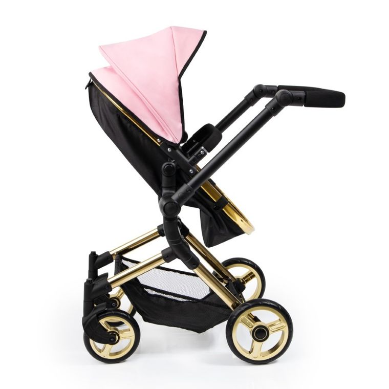 Bayer Design, Neo Vario Combi, głęboki wózek dla lalek z torbą, czarno-różowo-złoty