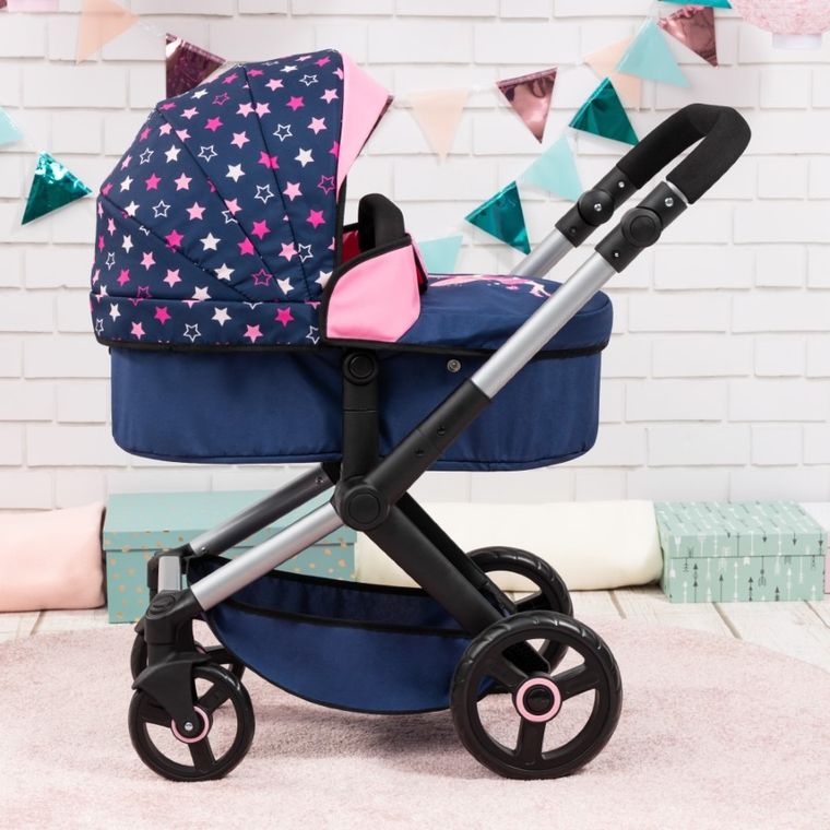 Bayer Design, Xeo Combi, głęboki wózek dla lalek z torbą, niebieski z wróżką