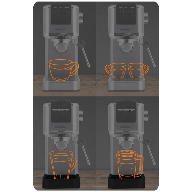 Berdsen, ekspres do kawy kolbowy, 20 bar, srebrny, BD-770