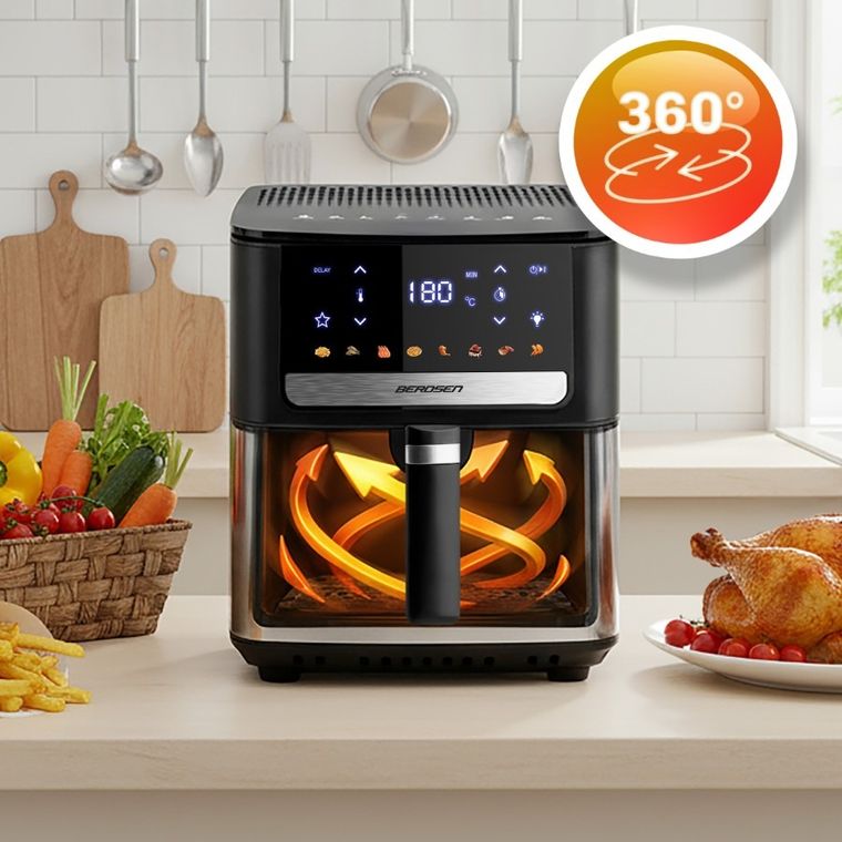 Berdsen, frytkownica beztłuszczowa, air fryer, 1700W, czarny, 6,5l, BD-655