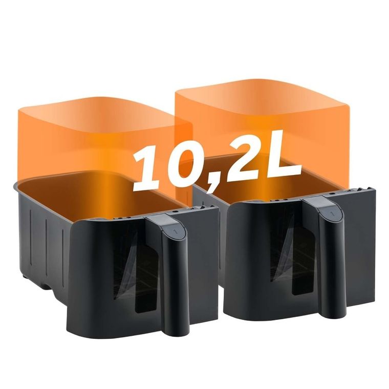 Berdsen, frytkownica beztłuszczowa, air fryer, dwukomorowy, 1700W, czarny, 10,2l, BD-657