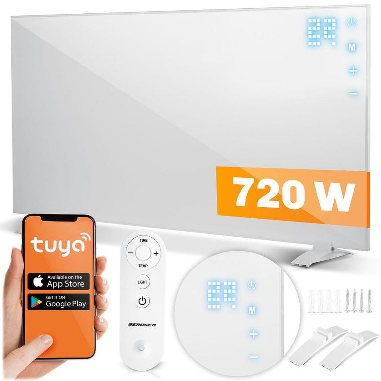 Berdsen, grzejnik na podczerwień, promiennik podczerwieni, z pilotem i aplikacją, 720W, BD-983