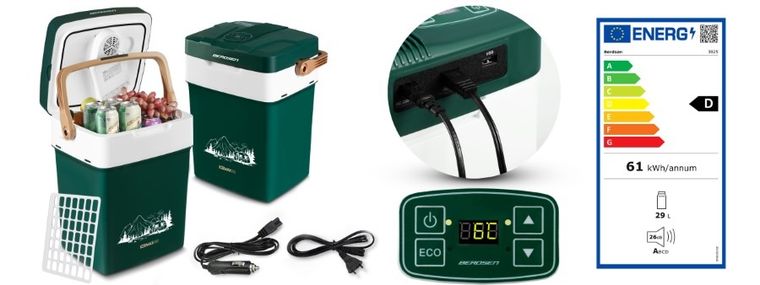 Berdsen, Icemax, lodówka turystyczna, tryb Eco, zielona, 29l