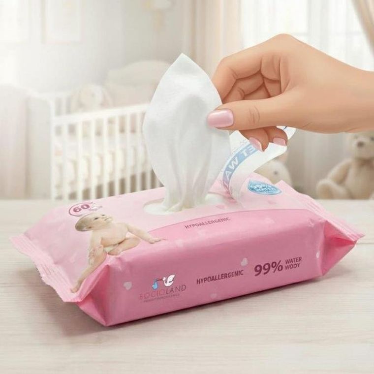 Bocioland, chusteczki nawilżane, 99% wody, 60 szt.