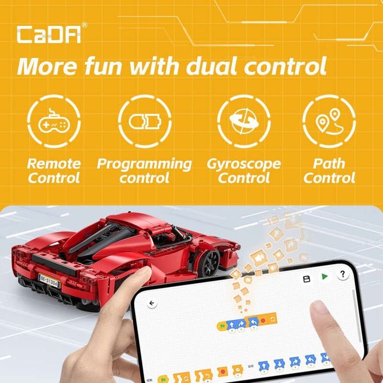 Cada, Red Blade Sport Car, pojazd zdalnie sterowany, Dual Mode, czerwony, 1:14, 32 cm, 405 elementów