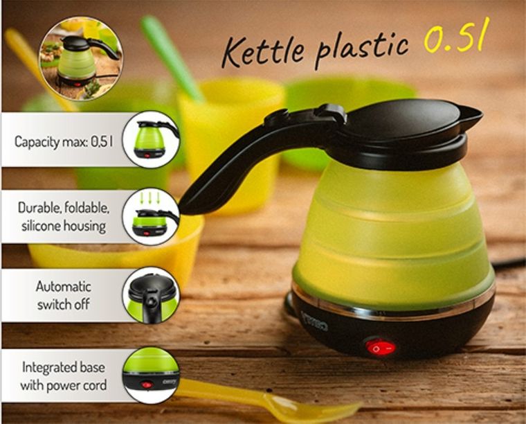 Camry, czajnik elektryczny, plastikowy Silicon Travel, 0.5 L, 750W, CR 1265