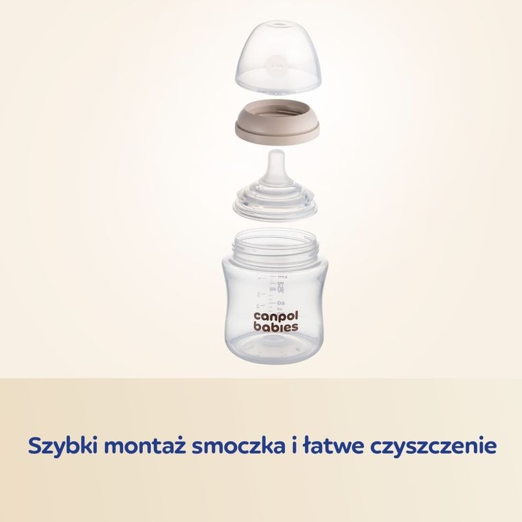 Canpol babies, Natural Shape, butelka ze smoczkiem dwustrefowym, 260 ml