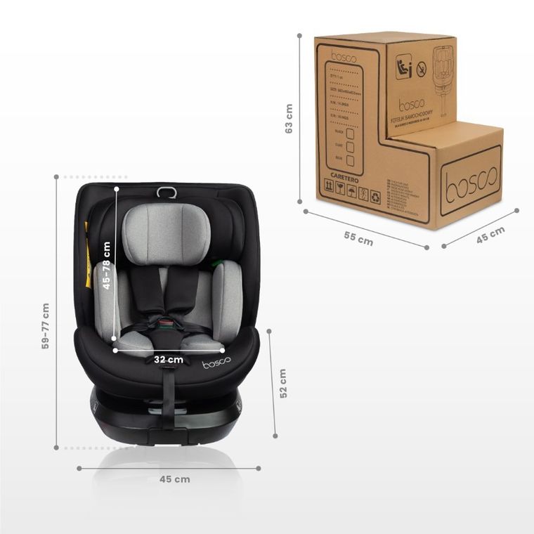 Caretero, Bosco I-Size, fotelik samochodowy, black, 40-150 cm