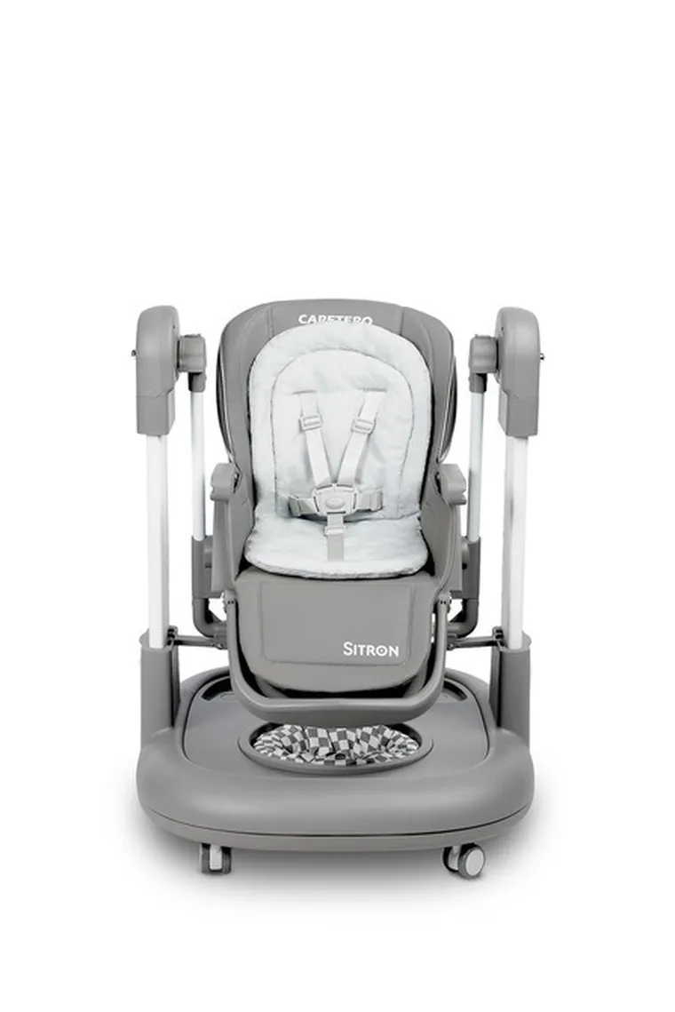 Caretero, Sitron 3w1, krzesełko do karmienia z funkcją huśtawki i chodzika, grey